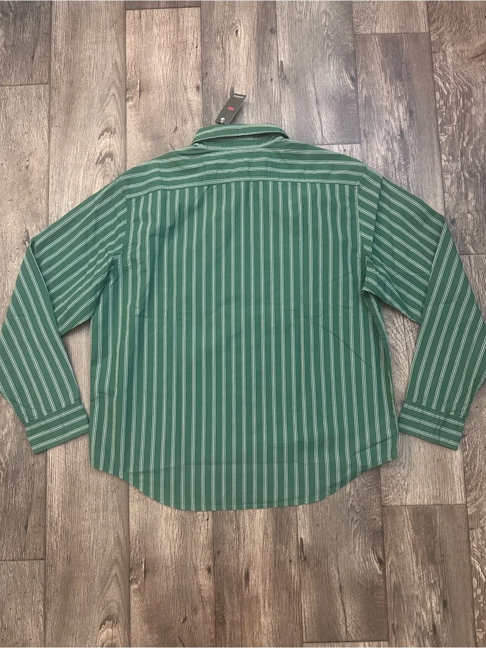 Levi's Relaxed Crop Casual Formal Button-Down Shirt Men’s Sz L Striped Green